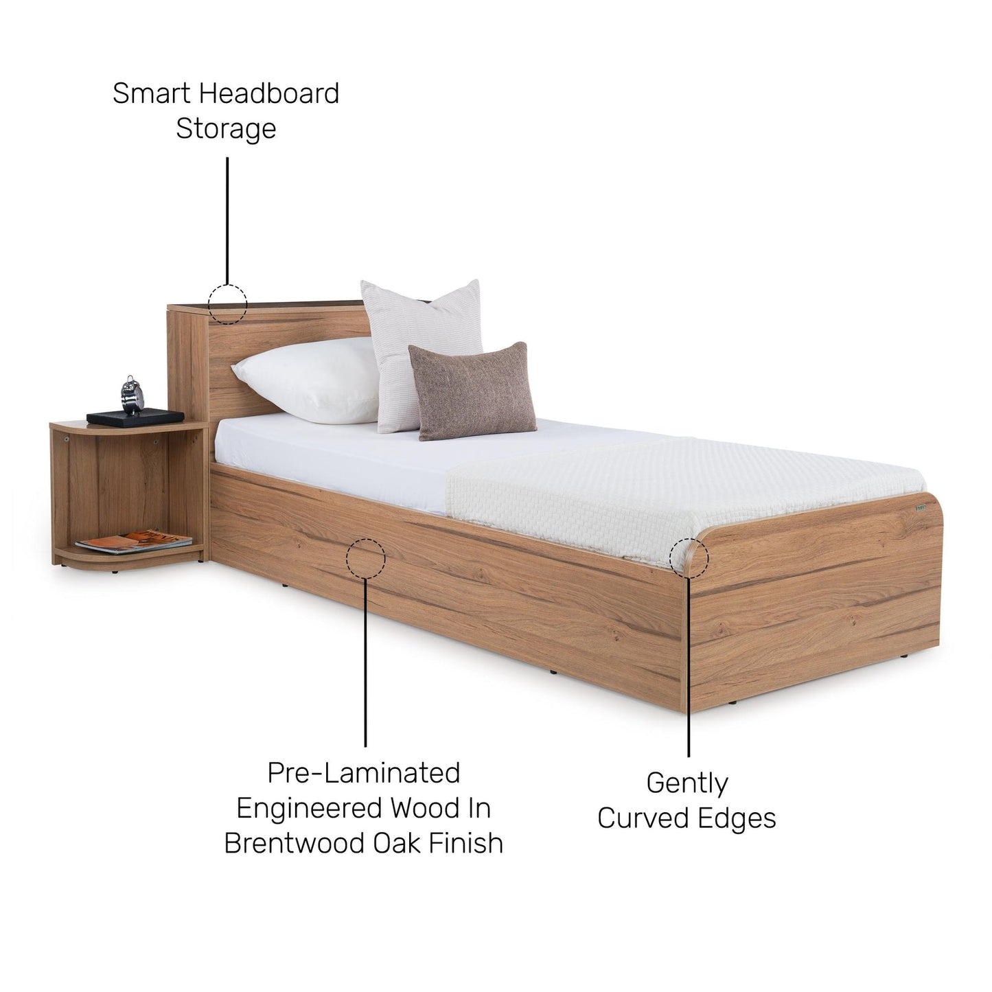 Single Bed with Storage Headboard Extensions