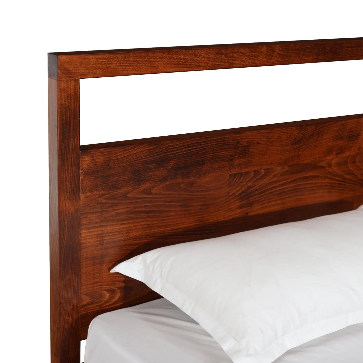 Solid Wood Single Size Bed, Dark Oak Finish