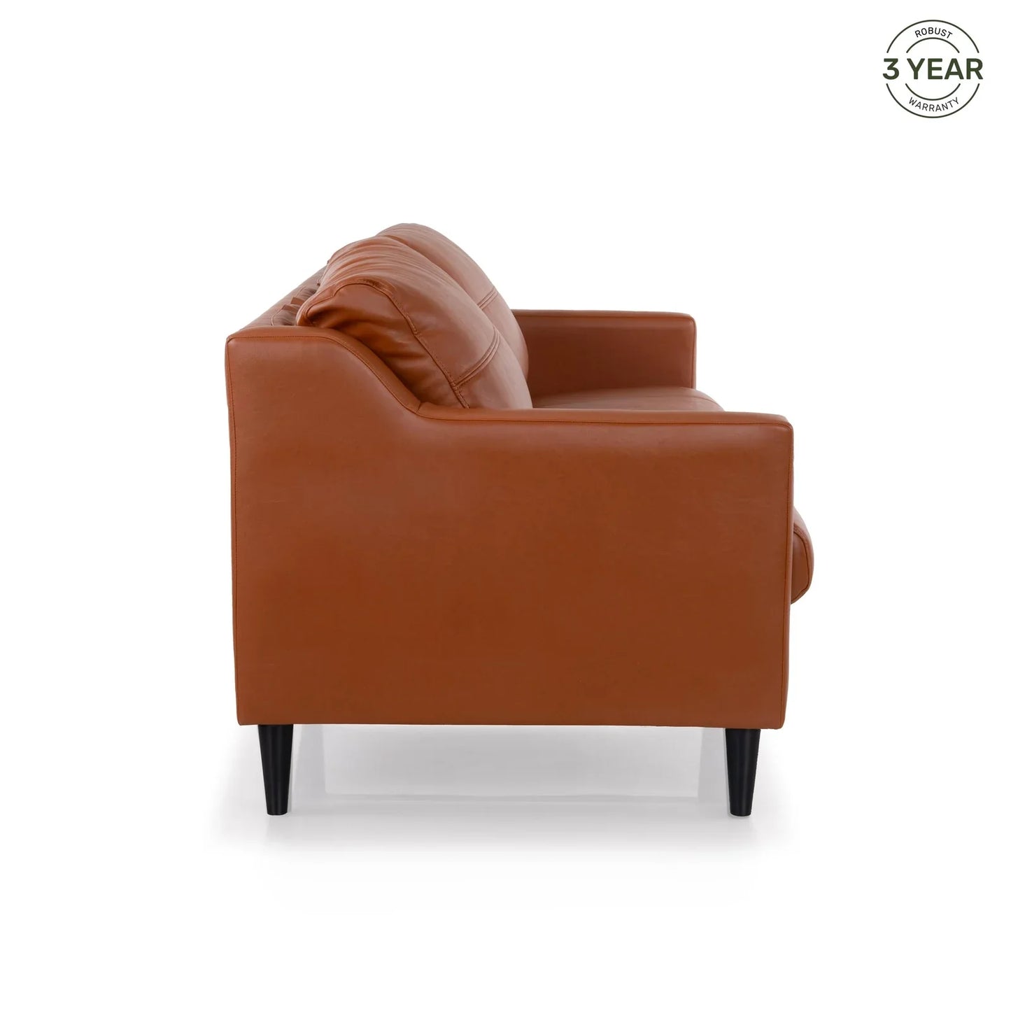 Leatherette 3 Seater Sofa in Cinnamon Brown