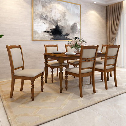 Solid Wood 6 Seater Dining Set in Burnished Oak Finish