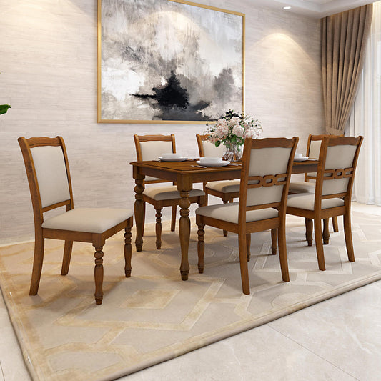 Solid Wood 6 Seater Dining Set in Burnished Oak Finish