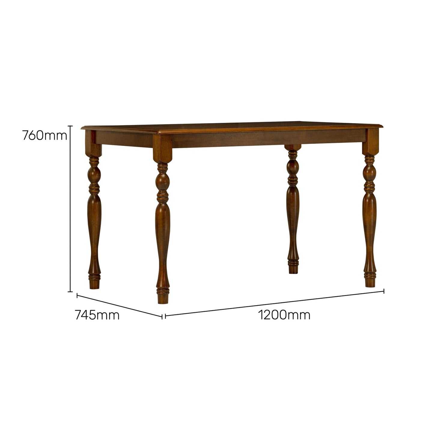 Solid Wood 4 Seater Dining Set in Burnished Oak Finish