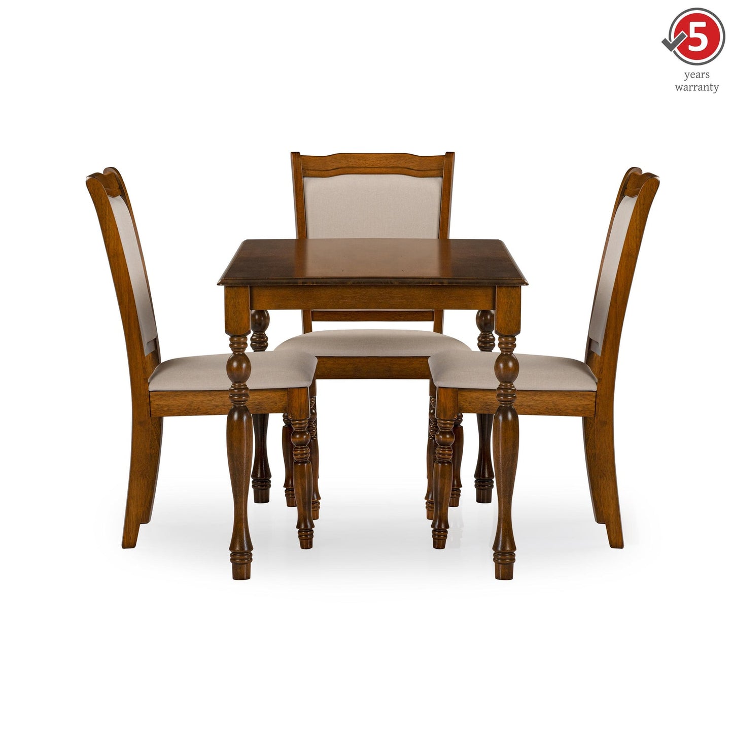 Solid Wood 4 Seater Dining Set in Burnished Oak Finish