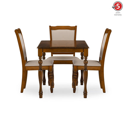 Solid Wood 4 Seater Dining Set in Burnished Oak Finish