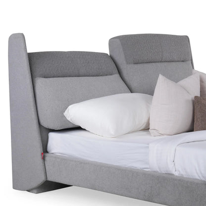 Upholstered Queen Size Bed with Adjustable Headboard