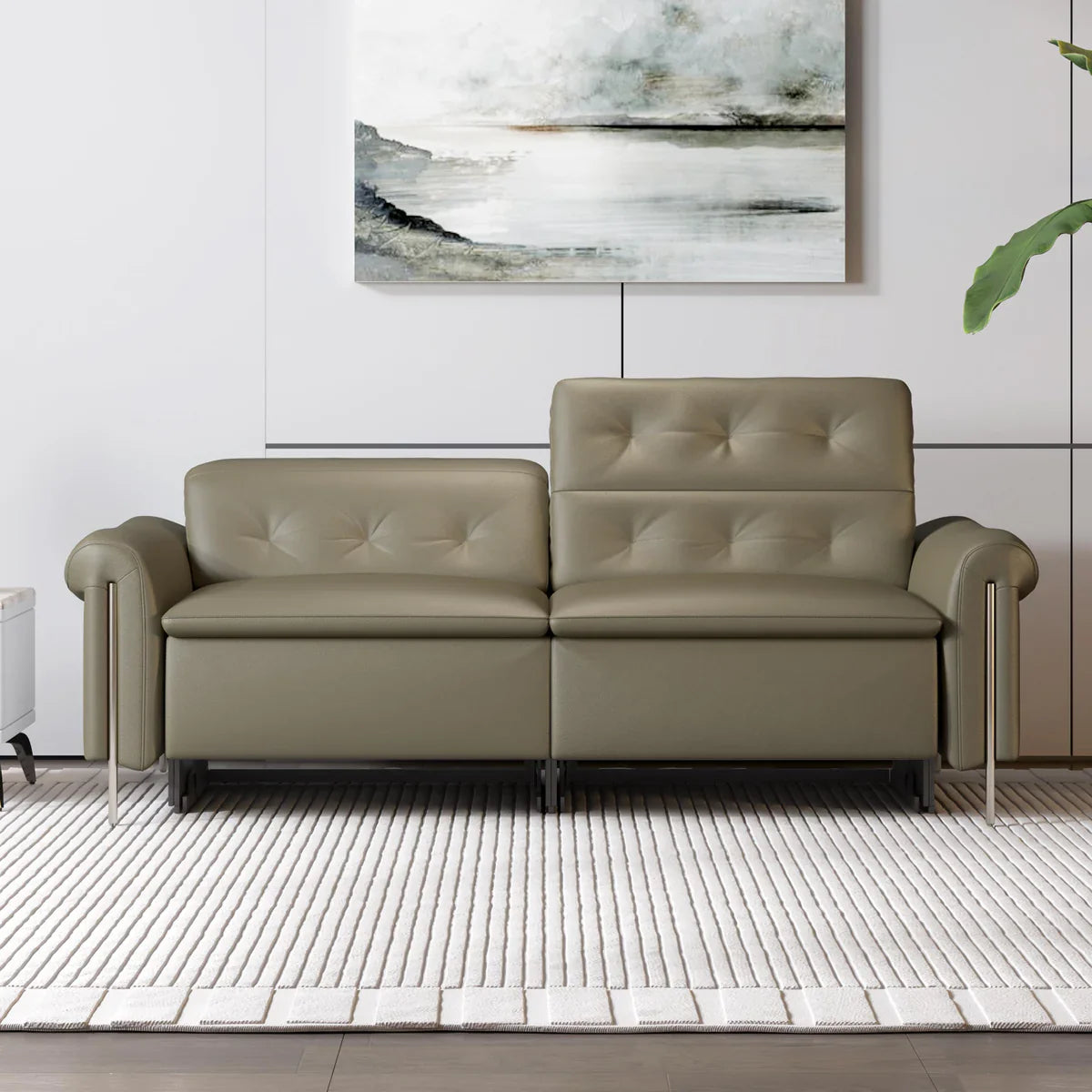 Leather 3 Seater Power Recliner with Charging Ports