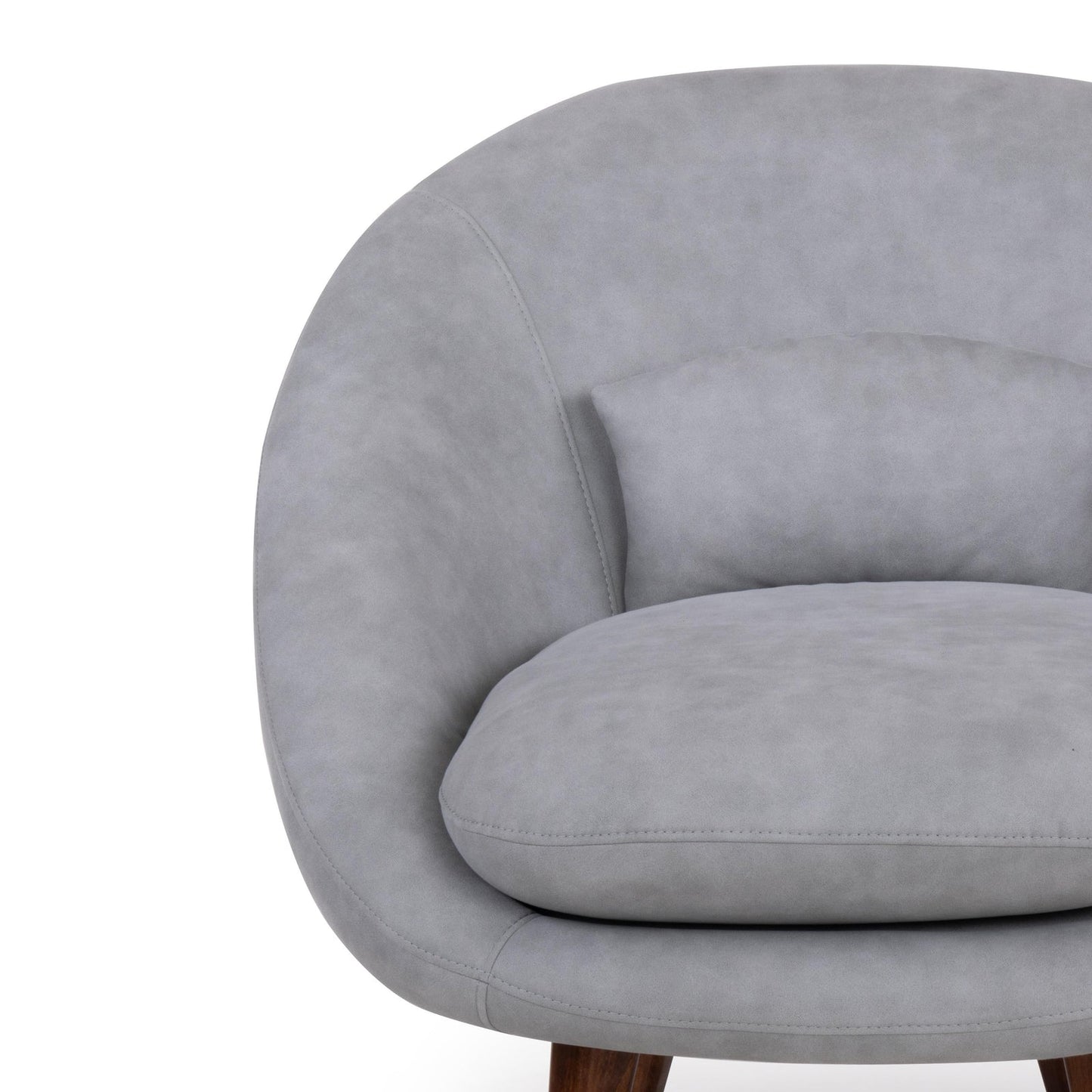 Suede Barrel-Back Accent Chair in Ice Grey