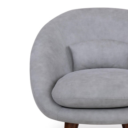 Suede Barrel-Back Accent Chair in Ice Grey