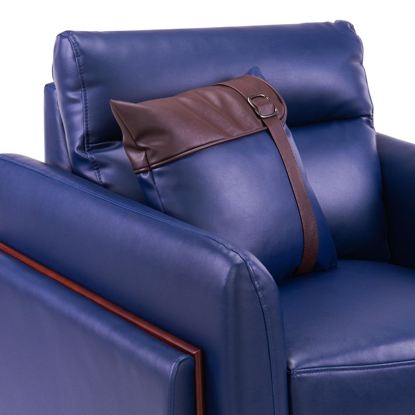 Leatherette 1 Seater Sofa in Galaxy Blue