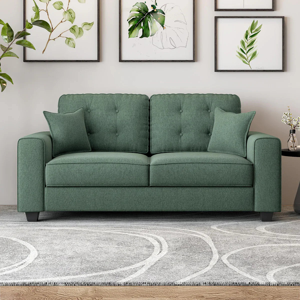 Linen 3 Seater Sofa in Fern Green