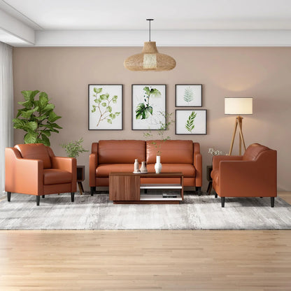 Leatherette 1 Seater Sofa in Tan Brown