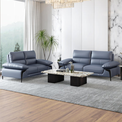 Leather 3 Seater Sofa in Light Blue
