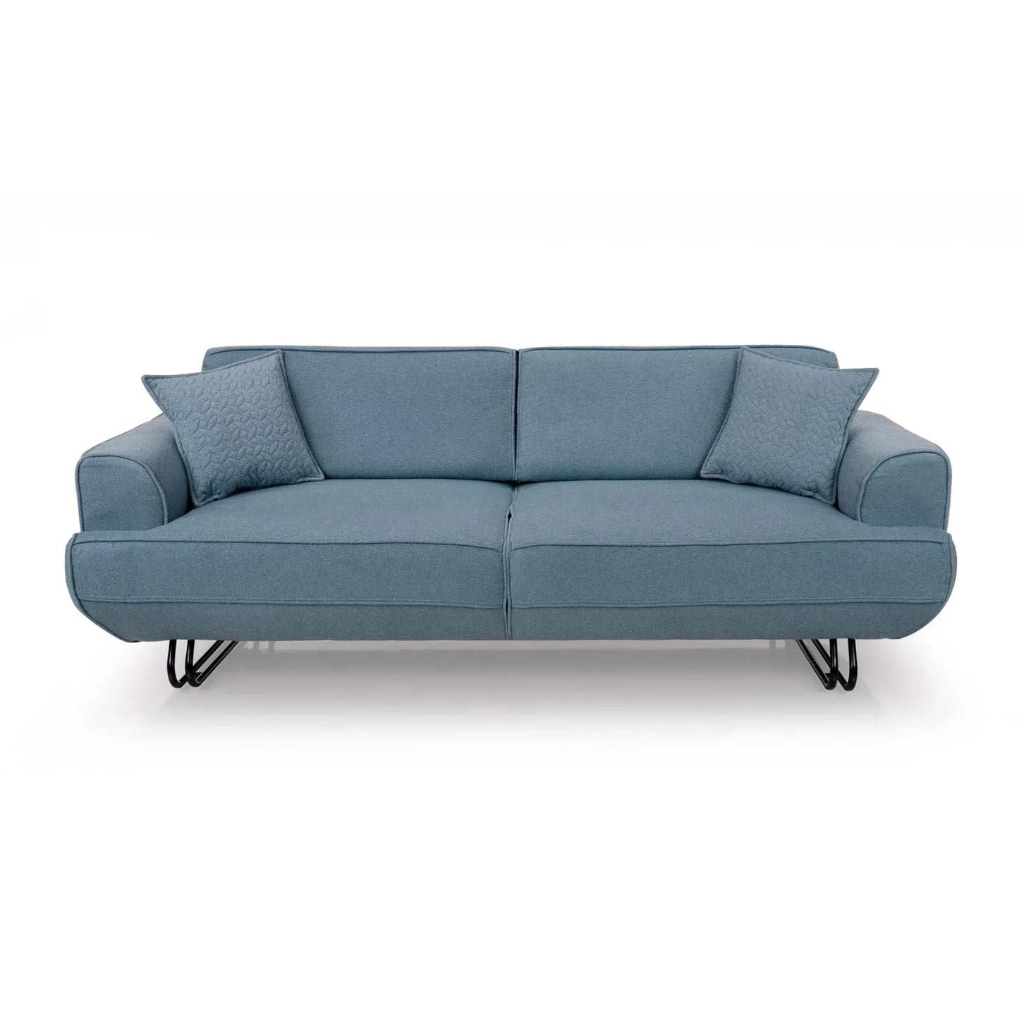 Boucle 3 Seater Sofa with Flip-Down Backrest