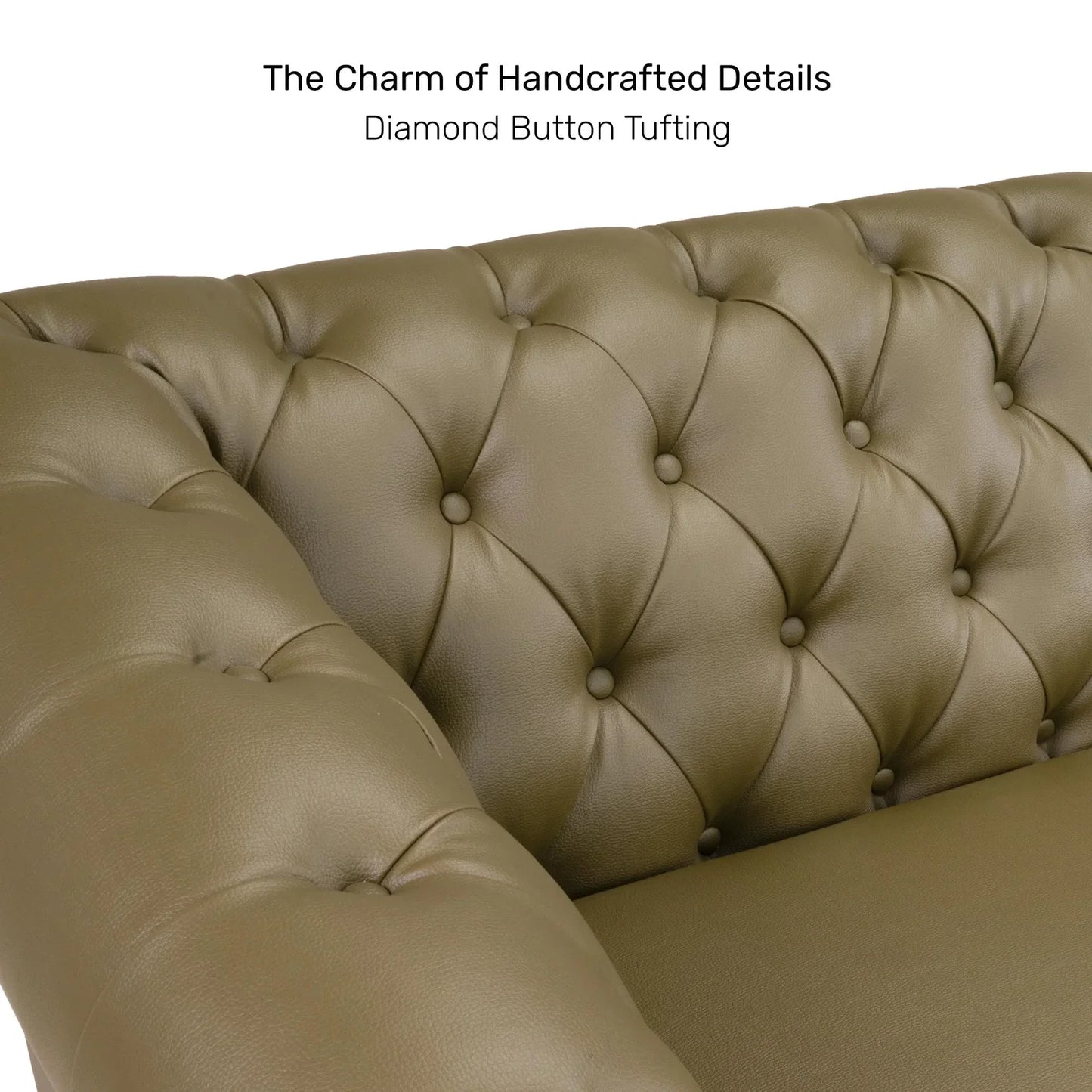 Leatherette 3 Seater Chesterfield Sofa in Olive Green