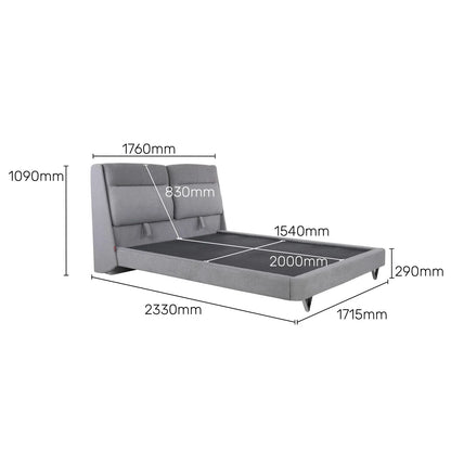 Upholstered Queen Size Bed with Adjustable Headboard