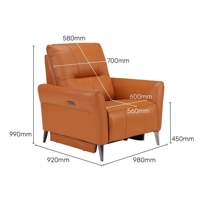 Leather 1 Seater Power Recliner with Charging Ports