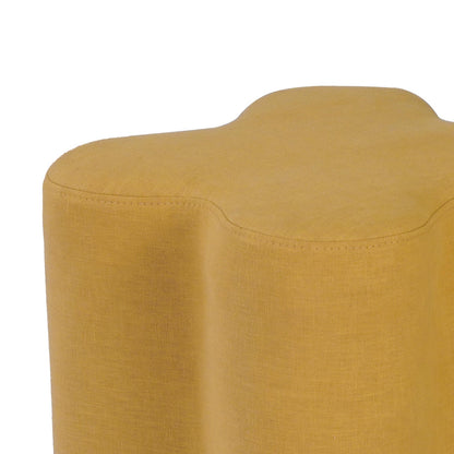 Linen Pouffe in Mustard Yellow
