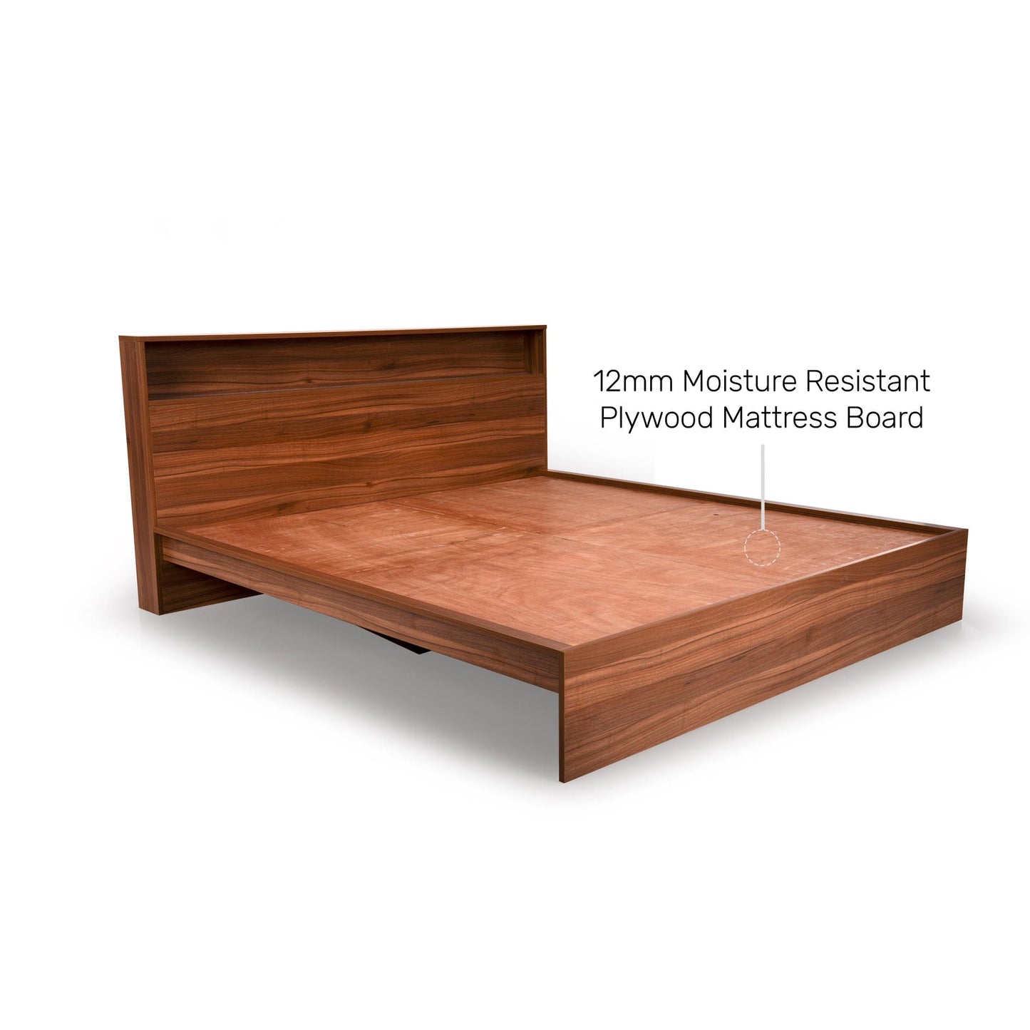 King Size Bed in Walnut Finish with LED Light