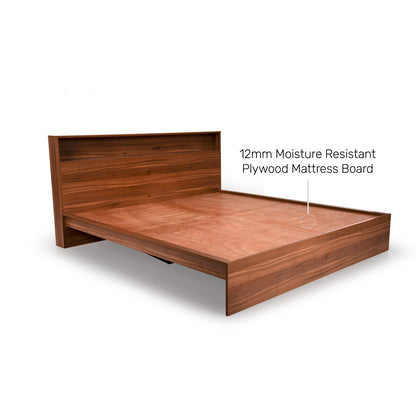 King Size Bed in Walnut Finish with LED Light