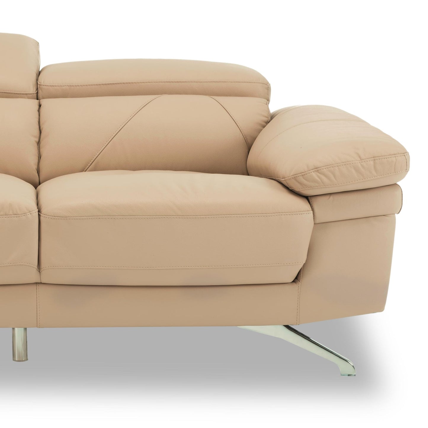 Leather 2 Seater Sofa with Adjustable Headrest