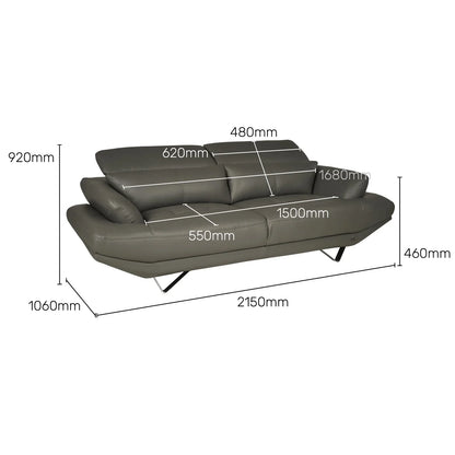 Leatherette 3 Seater Sofa with Adjustable Headrest