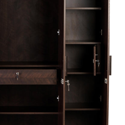 3 Door Wardrobe in Dark Cherry Finish