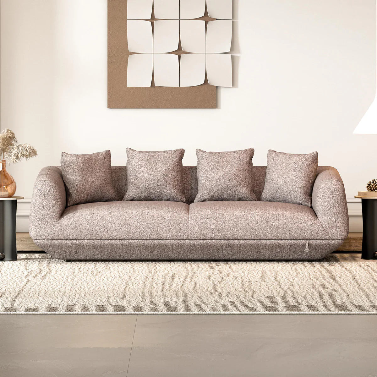 Boucle 3 Seater Sofa in Cocoa Brown