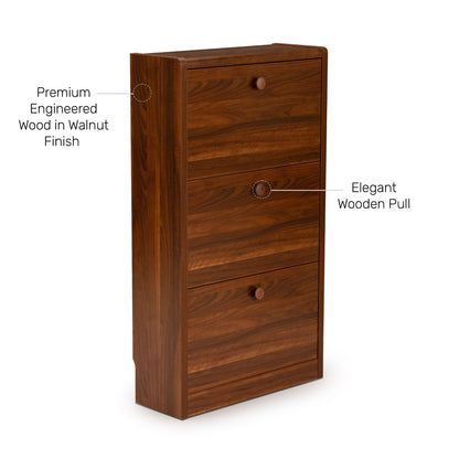 Shoe Cabinet with Pull-Down Foldable Drawers