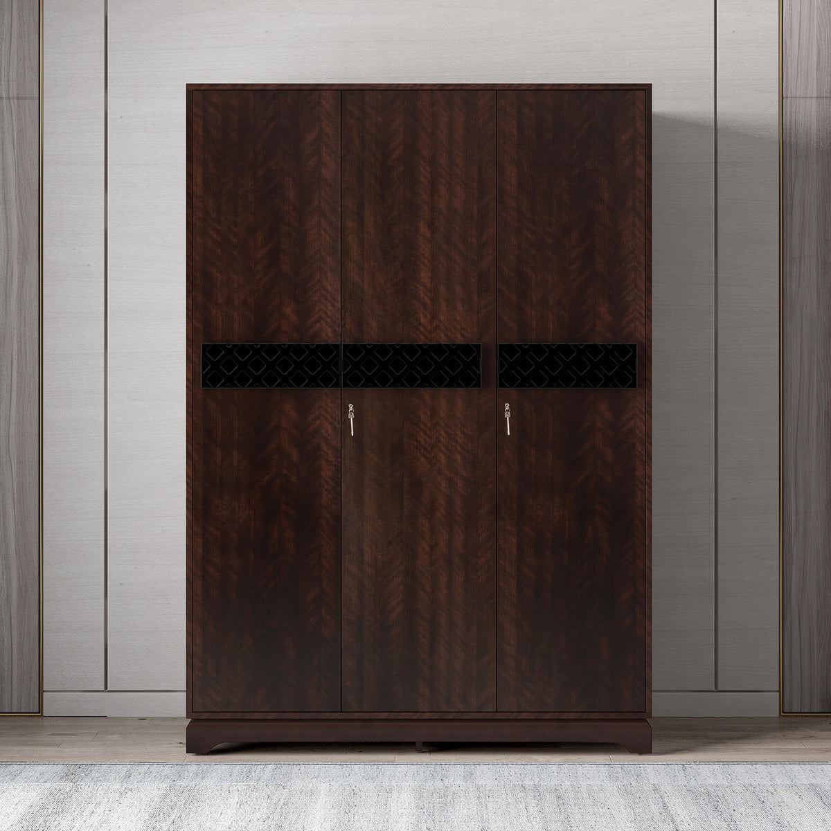 3 Door Wardrobe in Omaha Cherry Finish