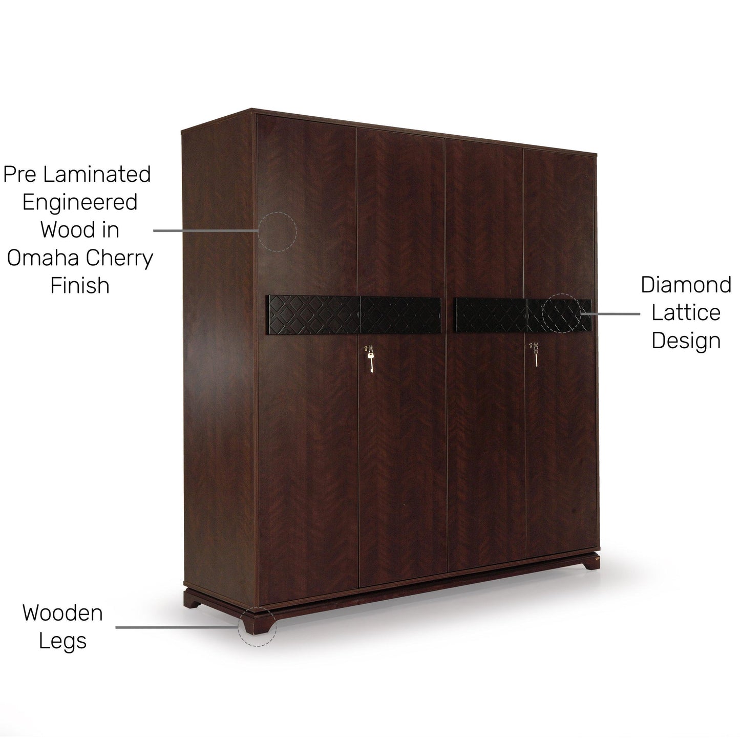 4 Door Wardrobe in Omaha Cherry Finish