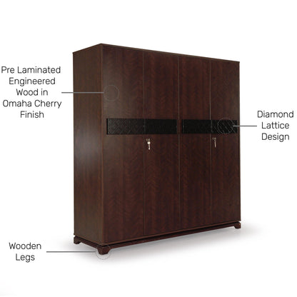 4 Door Wardrobe in Omaha Cherry Finish