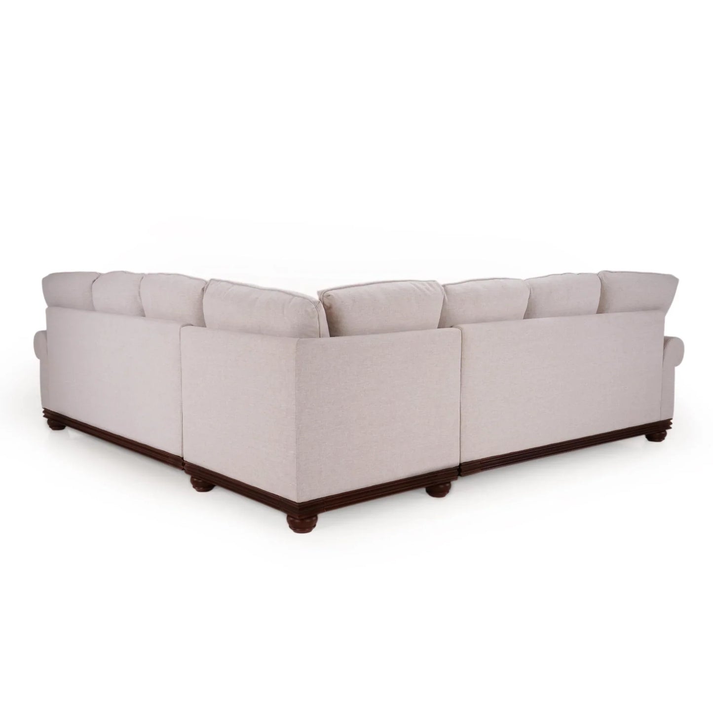 Linen Rolled Arms Corner Sofa in Beige