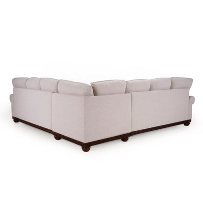 Linen Rolled Arms Corner Sofa in Beige