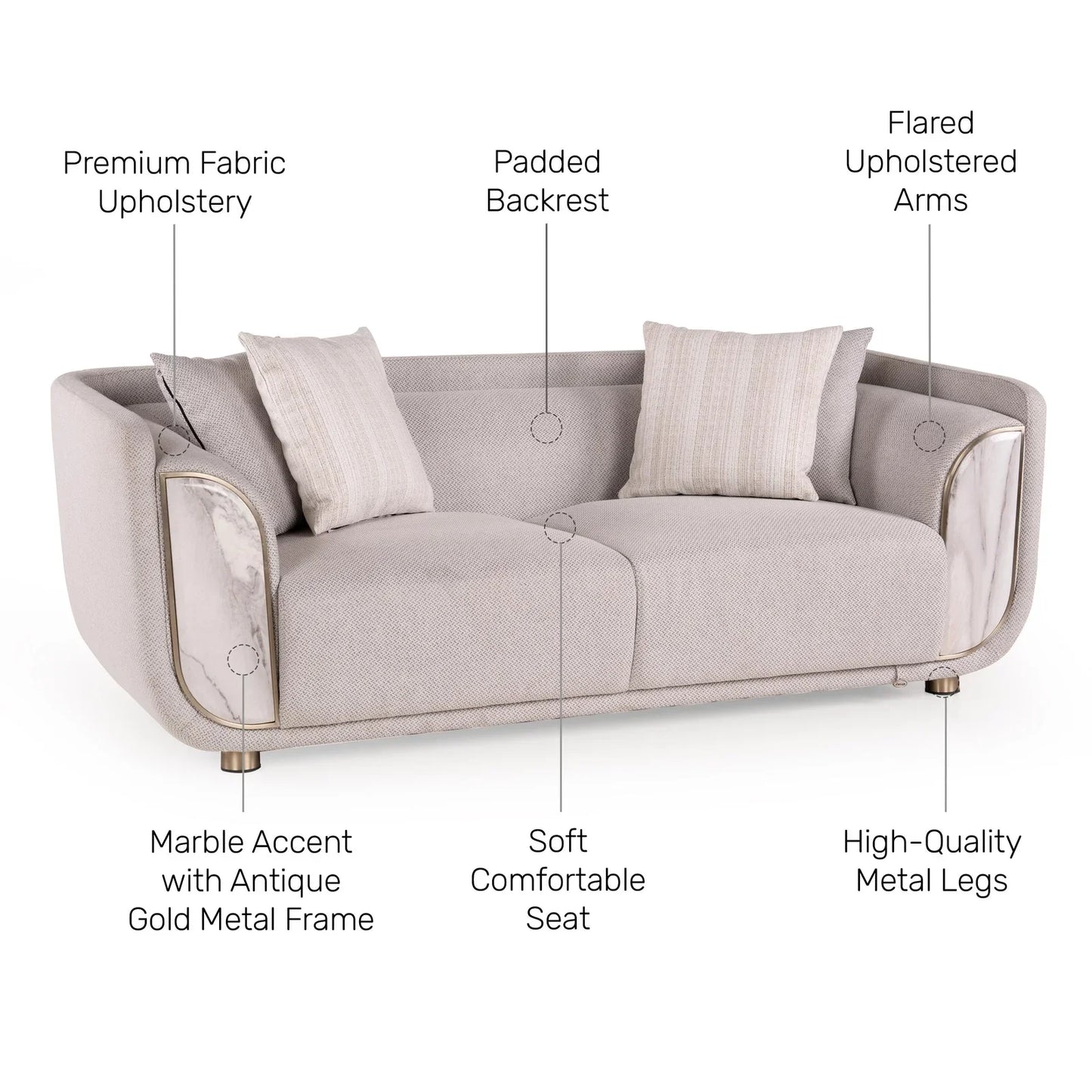 Tweed 2 Seater Sofa in Sea Salt Grey