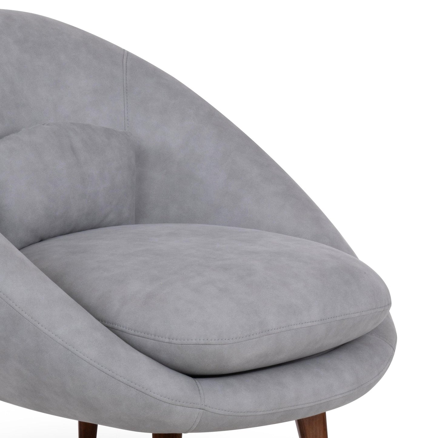 Suede Barrel-Back Accent Chair in Ice Grey