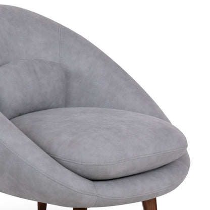 Suede Barrel-Back Accent Chair in Ice Grey