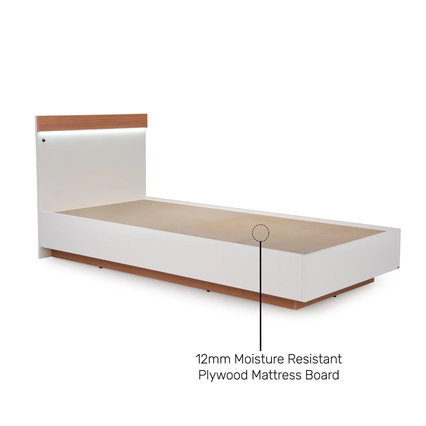 Single Bed in Frosty White with LED Light