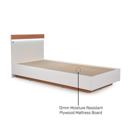 Single Bed in Frosty White with LED Light