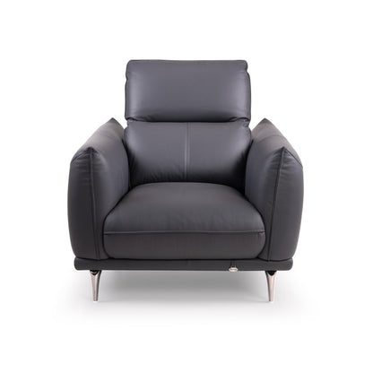 Leather 1 Seater Sofa with Adjustable Headrest