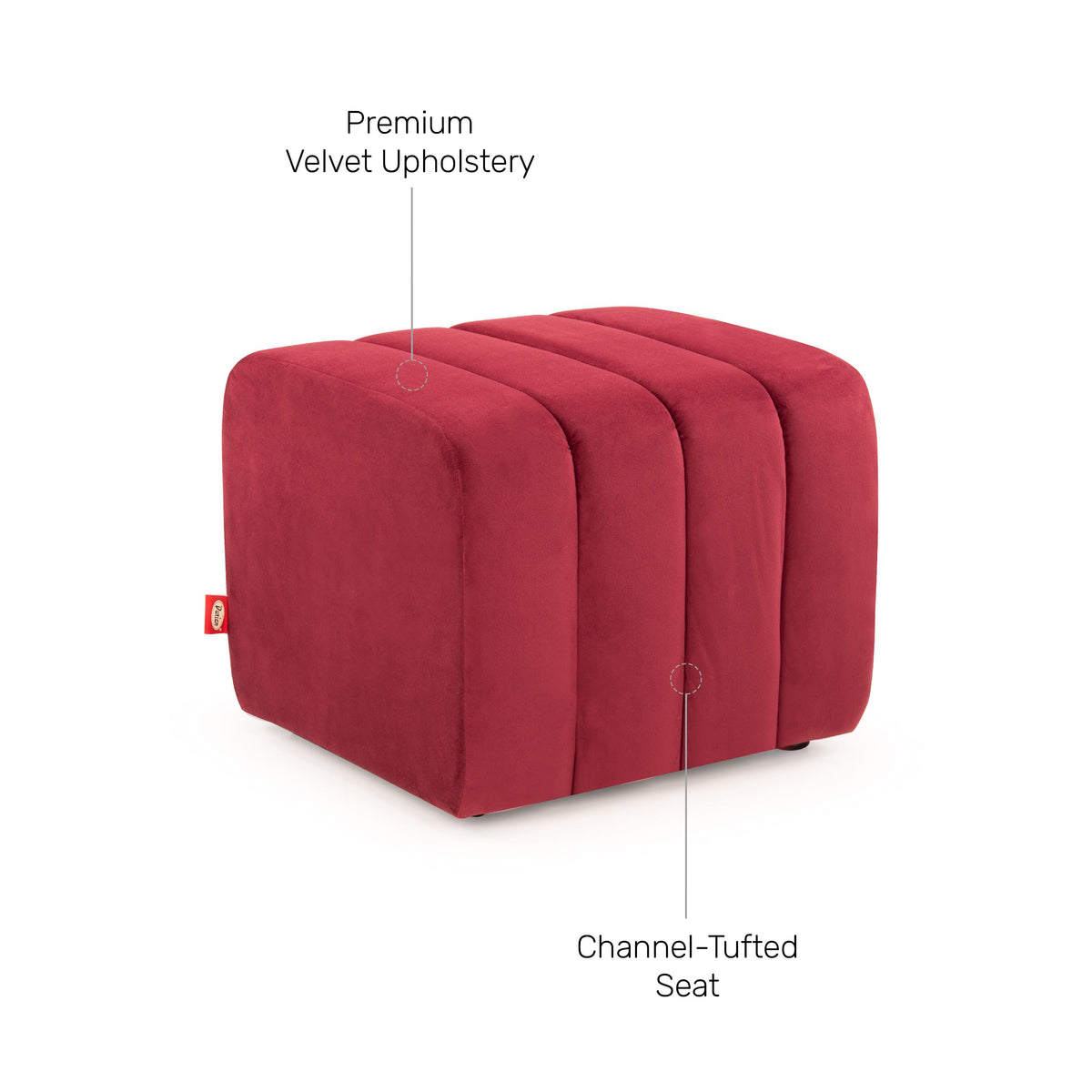 Velvet Pouffe in Ruby Red