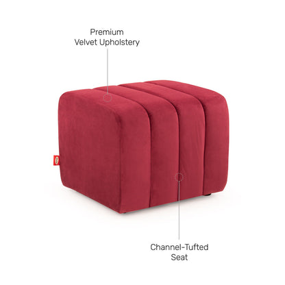 Velvet Pouffe in Ruby Red