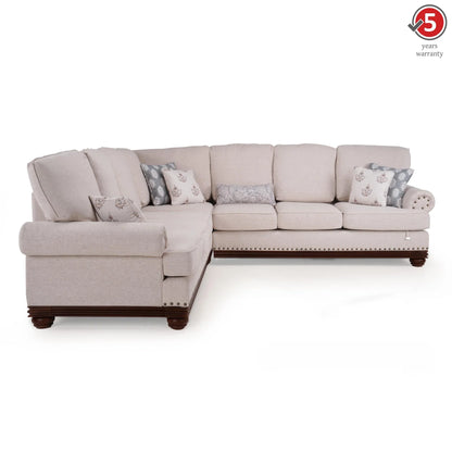 Linen Rolled Arms Corner Sofa in Beige