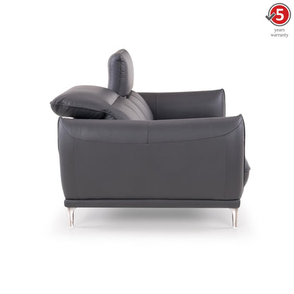 Leather 2 Seater Sofa with Adjustable Headrest