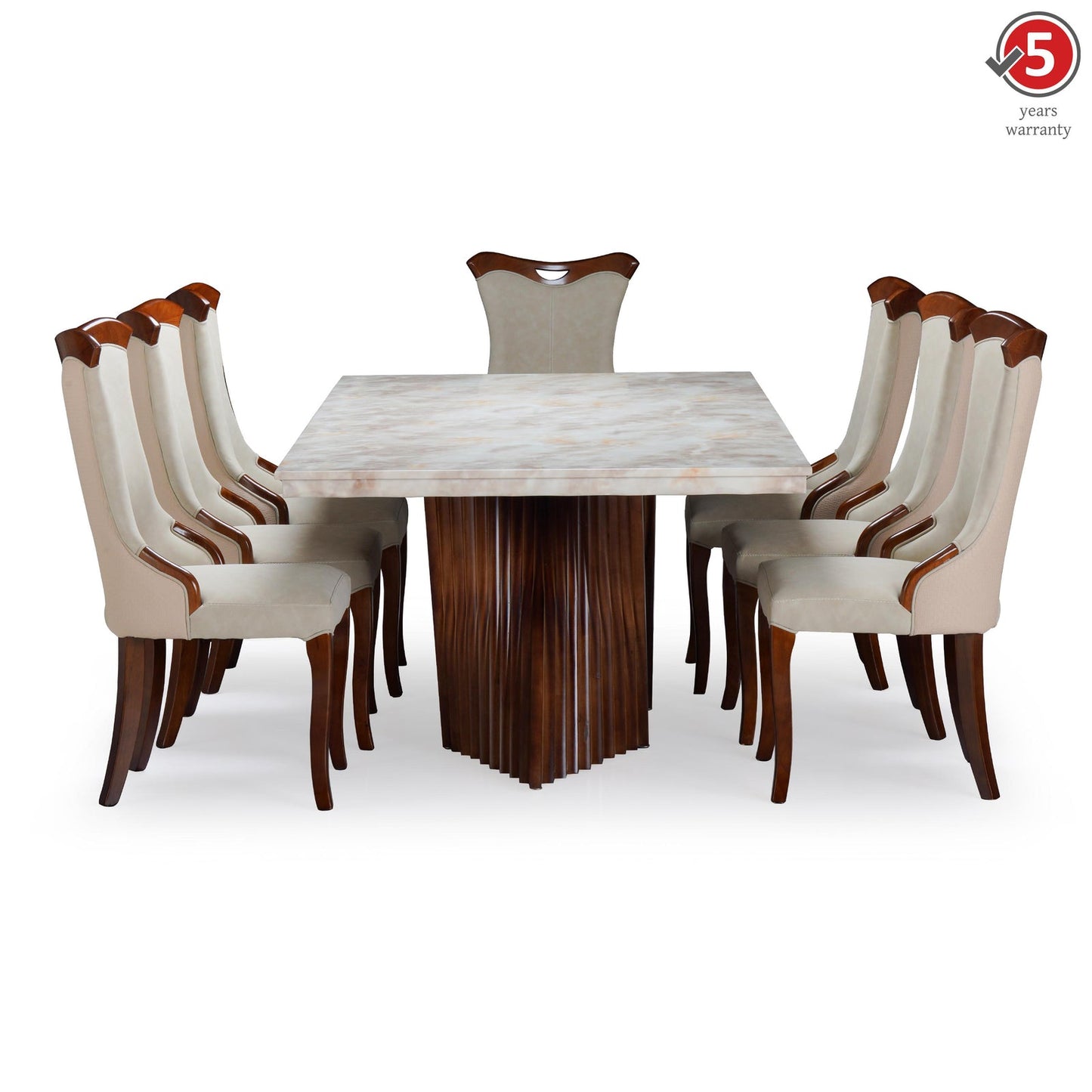 8 Seater Dining Set with Marble Finished Top