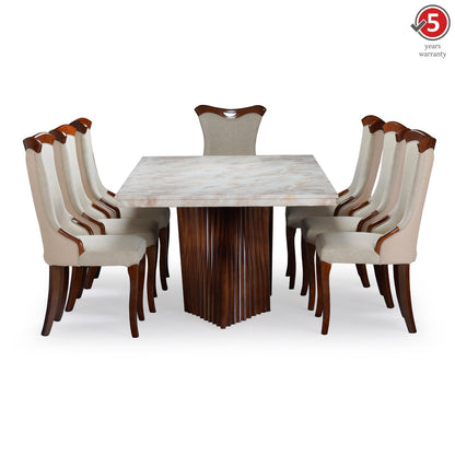 8 Seater Dining Set with Marble Finished Top