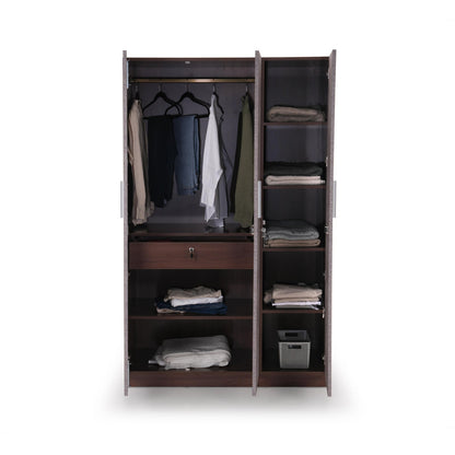3 Door Wardrobe in Textured Greige Finish