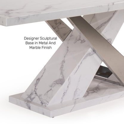 6 Seater Dining Set with Marble Finished Top