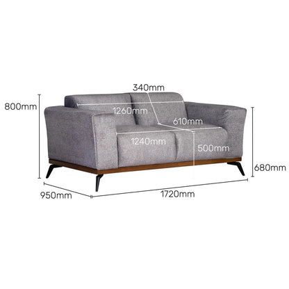 Velvet 2 Seater Sofa in Thunder Grey