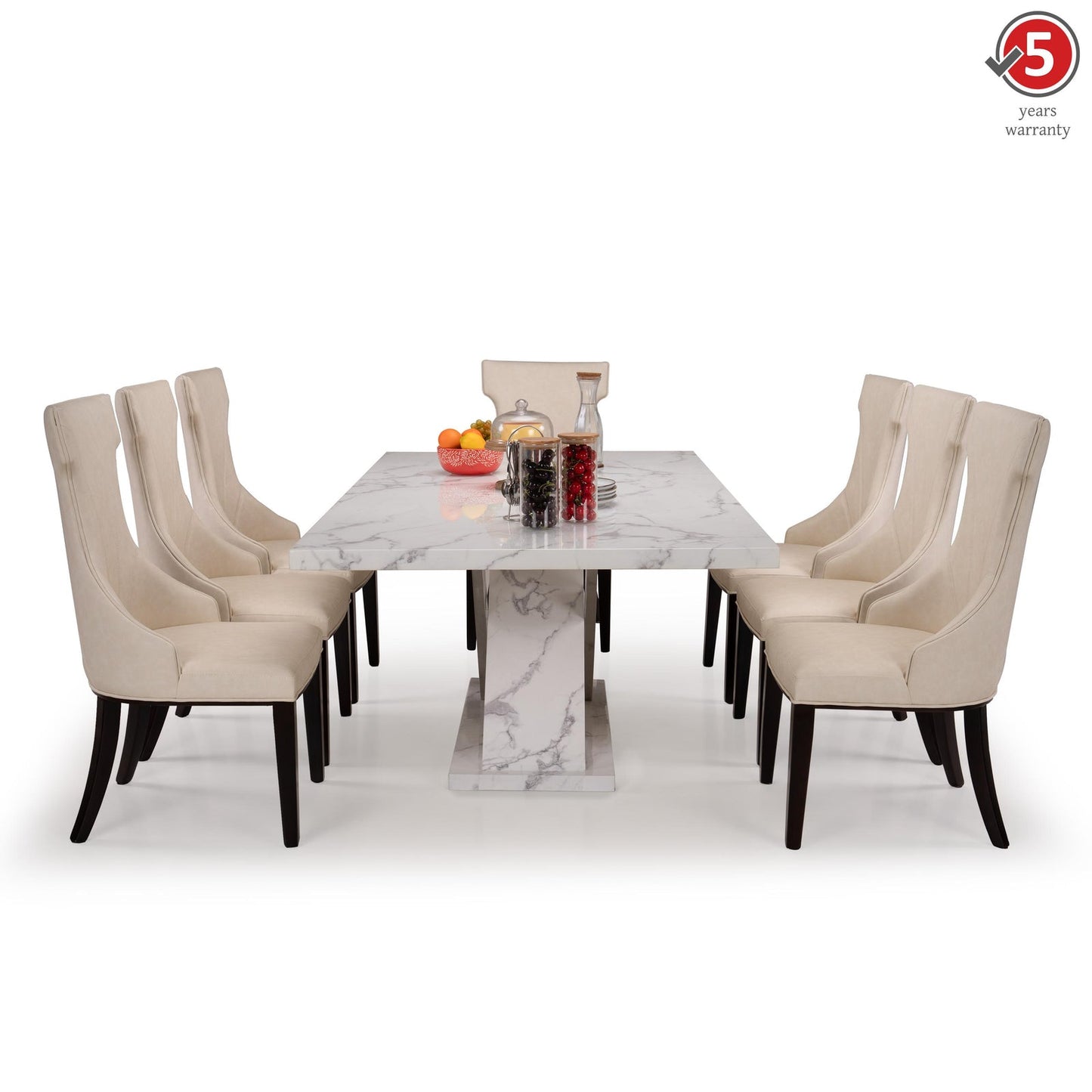 8 Seater Dining Set with Marble Finished Top