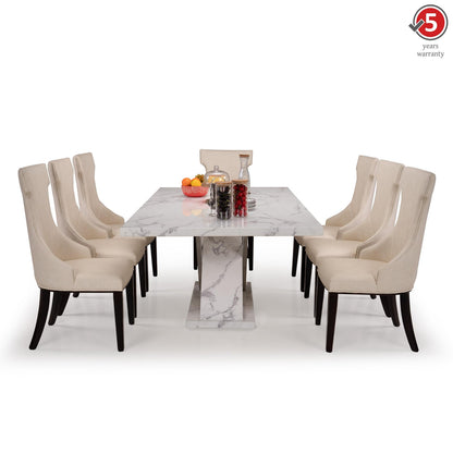 8 Seater Dining Set with Marble Finished Top